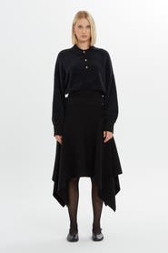 Gizia Elasticated Waist Asymmetric Knit Midi Skirt