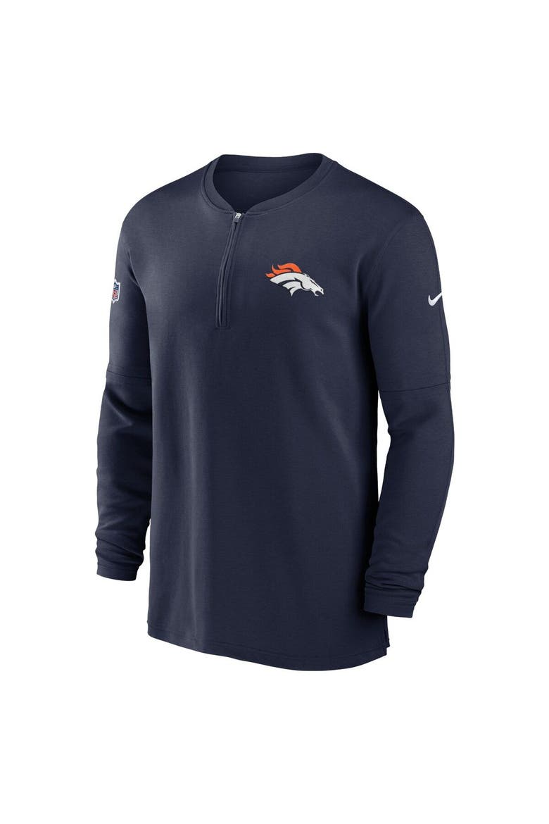 Men's Nike  Navy Denver Broncos 2023 Sideline Performance Long Sleeve Tri-Blend Quarter-Zip Top, Alternate, color, Navy