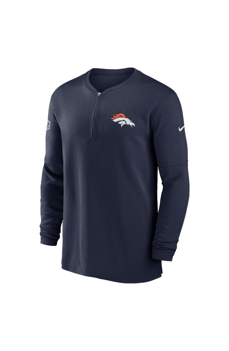 Nike Men's Nike Navy Denver Broncos 2023 Sideline Performance Long Sleeve Tri-Blend Quarter-Zip Top, Alternate, color, Navy