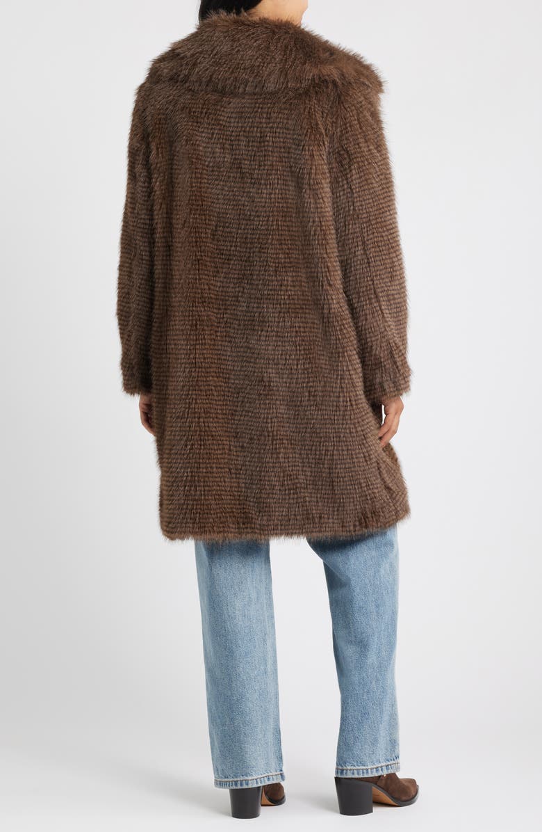 Bernardo Long Faux Fur Coat, Alternate, color, Brown Mix