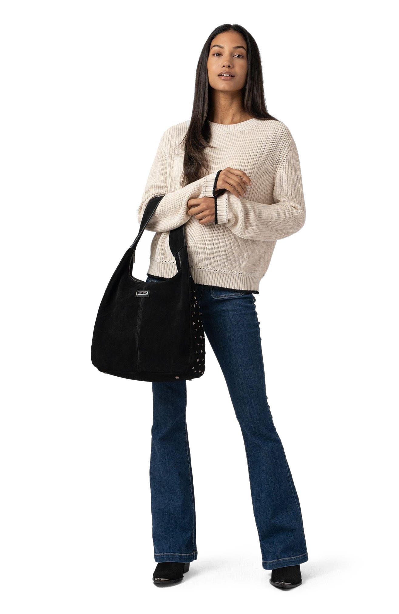 Saint + Sofia Margot Hobo Shoulder Bag, Alternate, color, Black