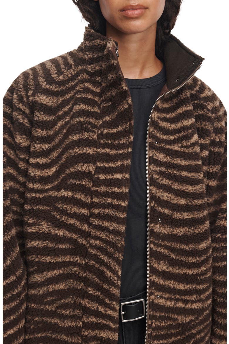 Sun Zebra Print High Pile Fleece Jacket, Alternate, color, BROWN ZEBRA