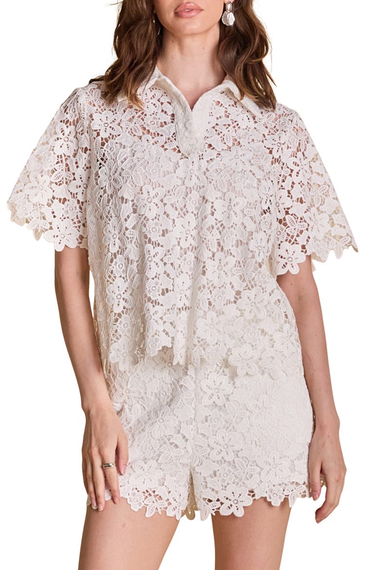 Lace Collar Shirt, Main, color, IVORY