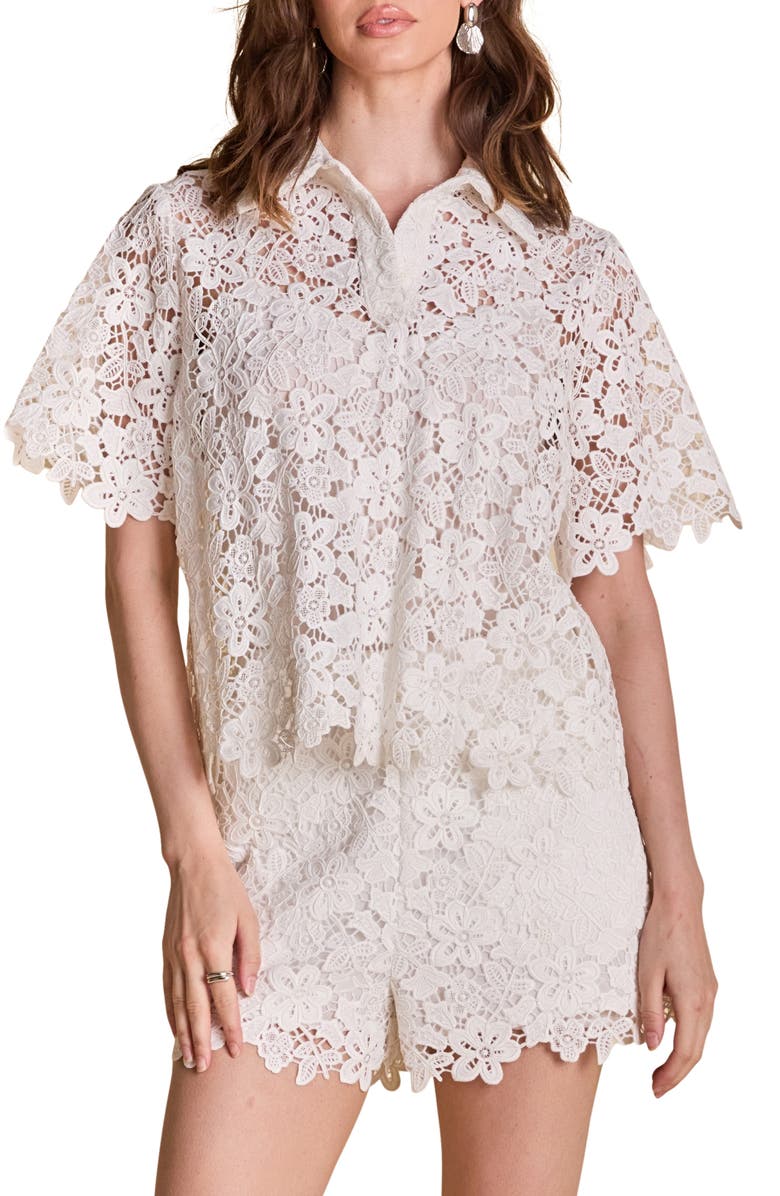 Endless Rose Lace Collar Shirt, Main, color, Ivory