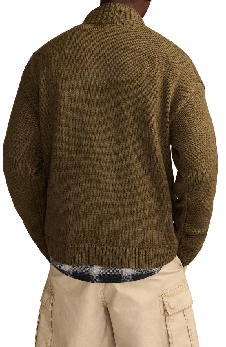 Lucky Brand Nep Mock Neck Cardigan, Alternate, color, Dark Olive