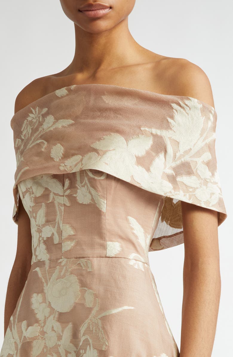 Lela Rose Deedie Floral Tapestry Off The Shoulder Jacquard Gown, Alternate, color, 