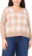 Halogen® Argyle V-Neck Sweater