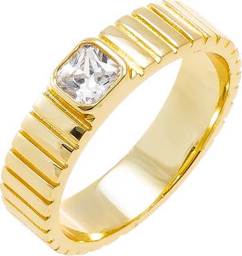 BY ADINA EDEN CZ Bezel Baguette Ridged Band Ring | Nordstrom