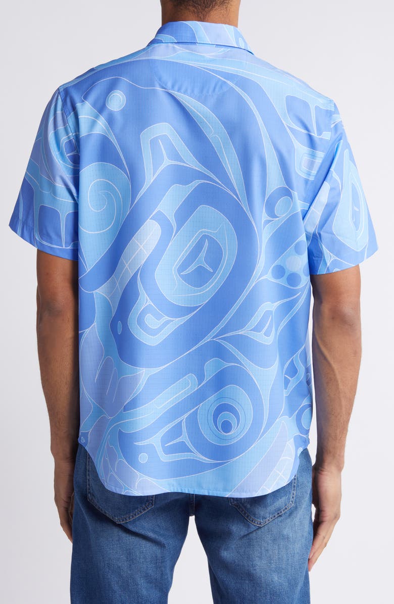 Tommy Bahama Bahama Coasts Ocean Life Short Sleeve Button-Up Shirt, Alternate, color, Cobalt Sea