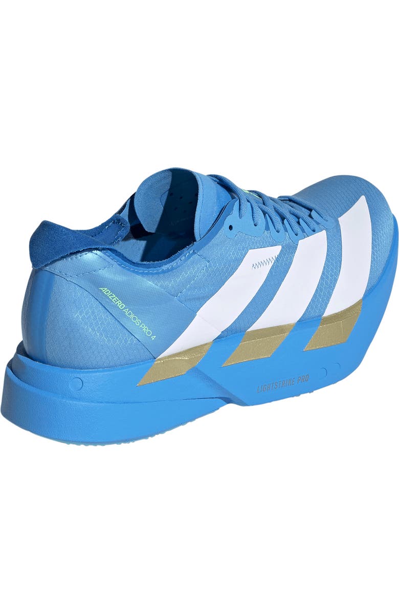 adidas Adizero Adios Pro 4 Racing Shoe, Alternate, color, White/ White/ Lime Burst