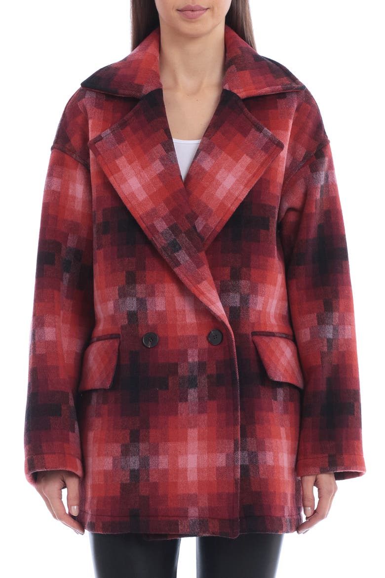 Geo Pattern Double Breasted Coat, Alternate, color, RED GEO