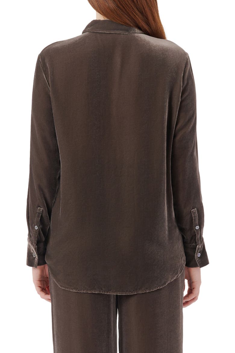 Velvet Boyfriend Shirt, Alternate, color, TRUFFLE GREY