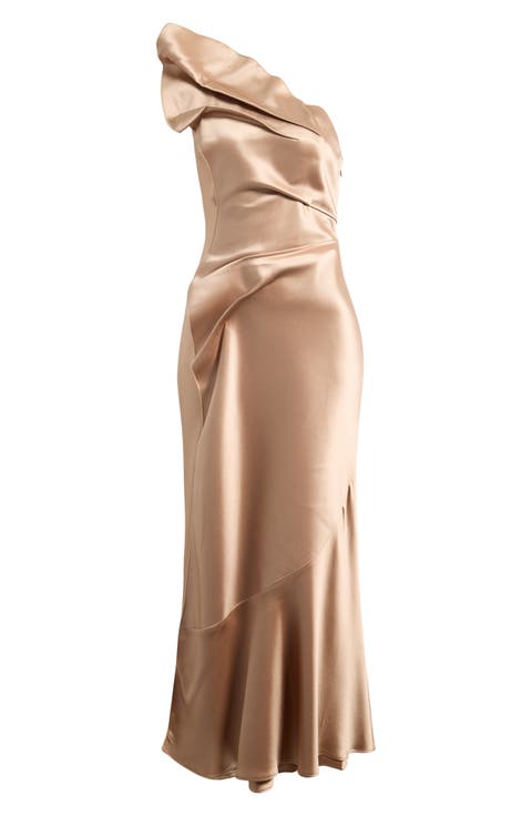 Werona One-Shoulder Satin Gown