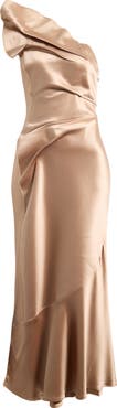 Acler Werona One-Shoulder Satin Gown