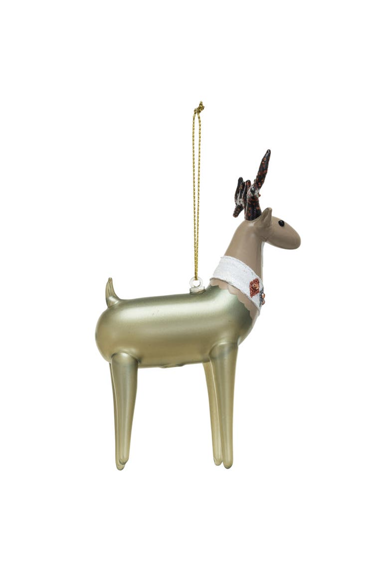 Glass Deer Ornament with Jewels & Glitter, Multicolor, Main, color, Multicolor