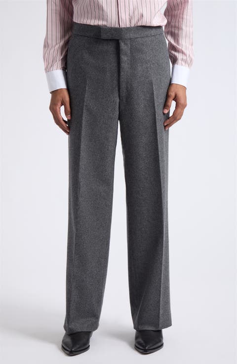 Flat Front Wool & Cashmere Felt Trousers