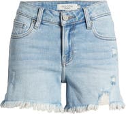 HIDDEN JEANS Frayed Low Rise Denim Shorts