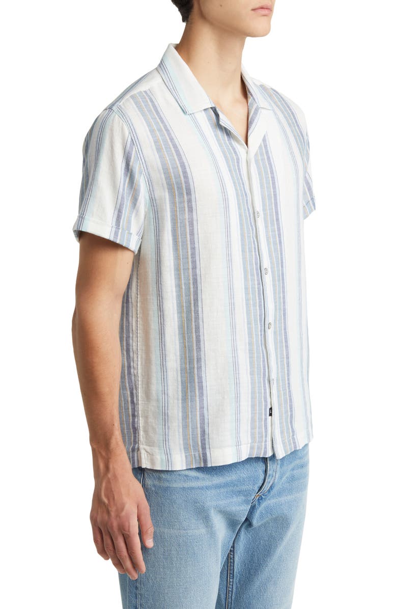 Rails Amalfi Stripe Short Sleeve Cotton Button-Up Shirt, Alternate, color, Halo Coastal Blue Stripe