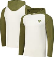 ANTIGUA Men's Antigua Cream/Olive Pittsburgh Penguins Intrepid Sand Raglan Long Sleeve Hoodie T-Shirt