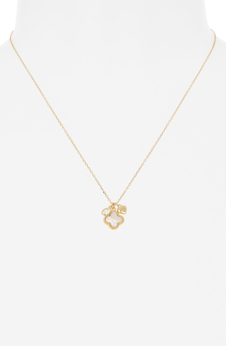 Argento Vivo Sterling Silver Sentimental Clover Pendant Necklace, Alternate, color, Gold