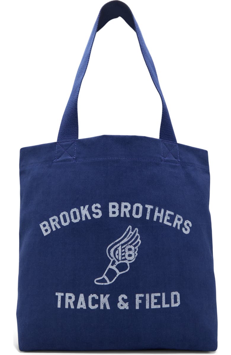 Brooks Brothers Tribeca Cotton Canvas Tote Bag, Main, color, Navy