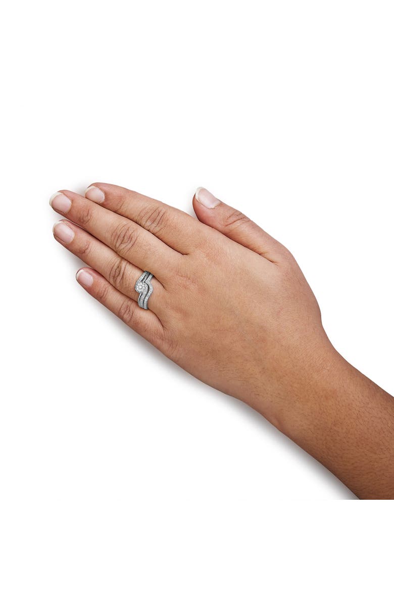 Haus of Brilliance Silver 1/3 Cttw Multi-Diamond Bridal Set Ring and Band, Alternate, color, White