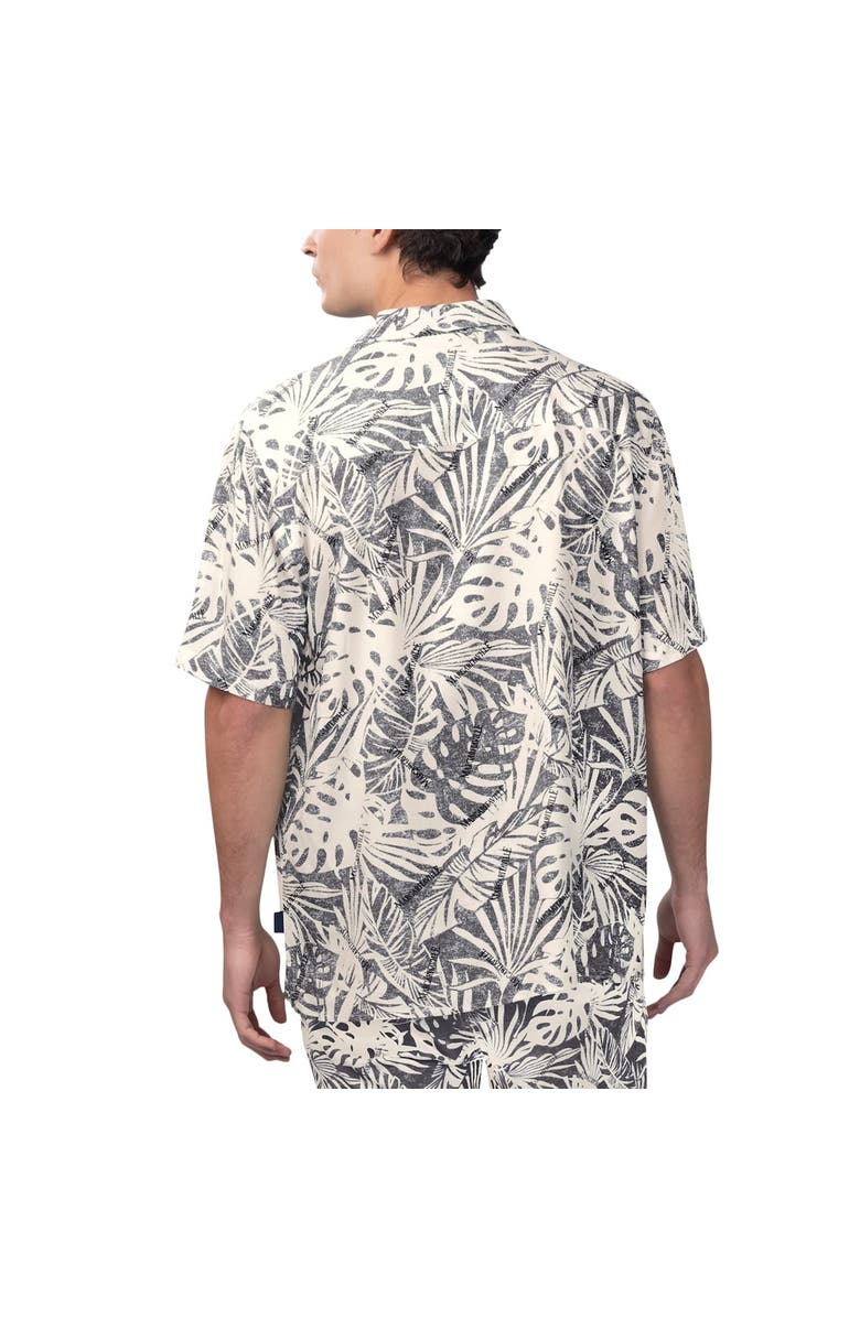 Margaritaville Men's Margaritaville Tan New Orleans Saints Sand Washed Monstera Print Party Button-Up Shirt, Alternate, color, Cream