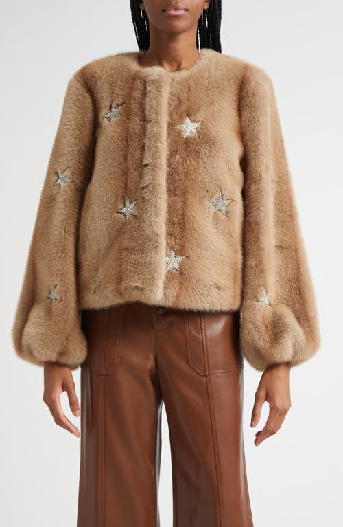 Cinq À Sept Benson Mixed Star Faux Fur Coat In Brown