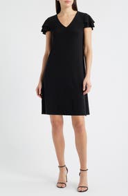 AK ANNE KLEIN Flutter Sleeve Shift Minidress