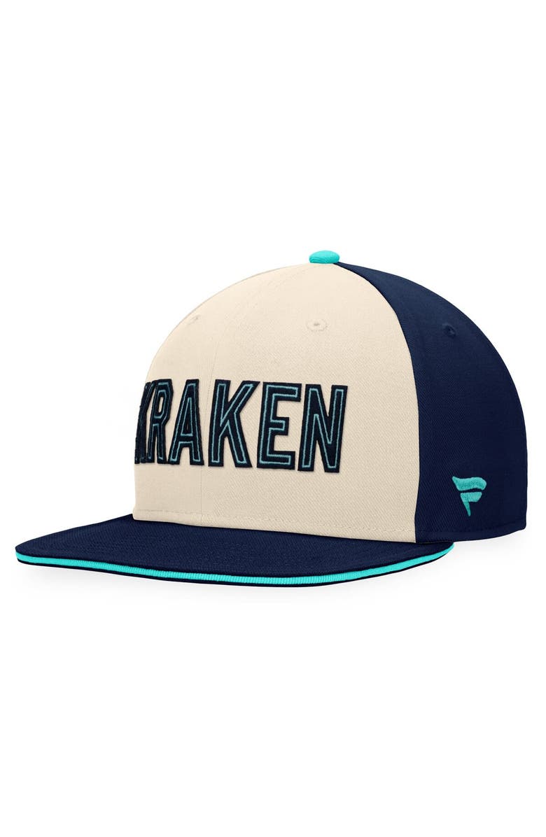 FANATICS Men's Fanatics Branded Cream/Deep Sea Blue Seattle Kraken 2024 NHL Winter Classic Snapback Hat, Main, color,