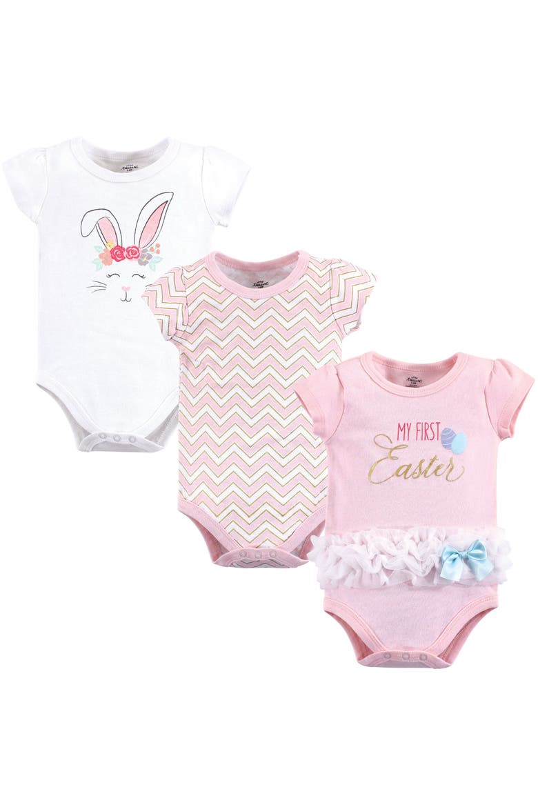 Breathable Cotton Bodysuits, Main, color, Girl First Easter