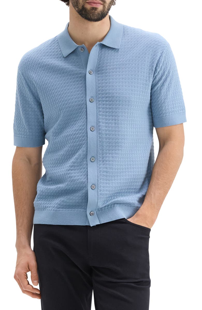 Theory Cairn Short Sleeve Organic Cotton Button-Up Shirt, Main, color, Rainstorm