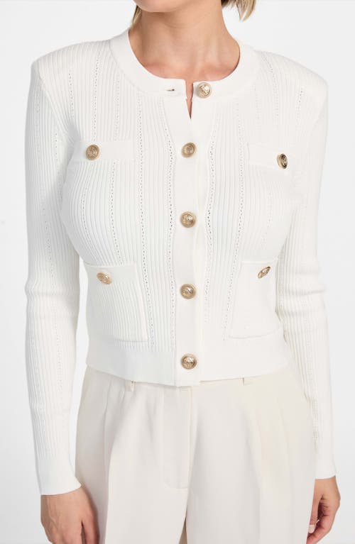 Guess Emmie Crop Cardigan In White