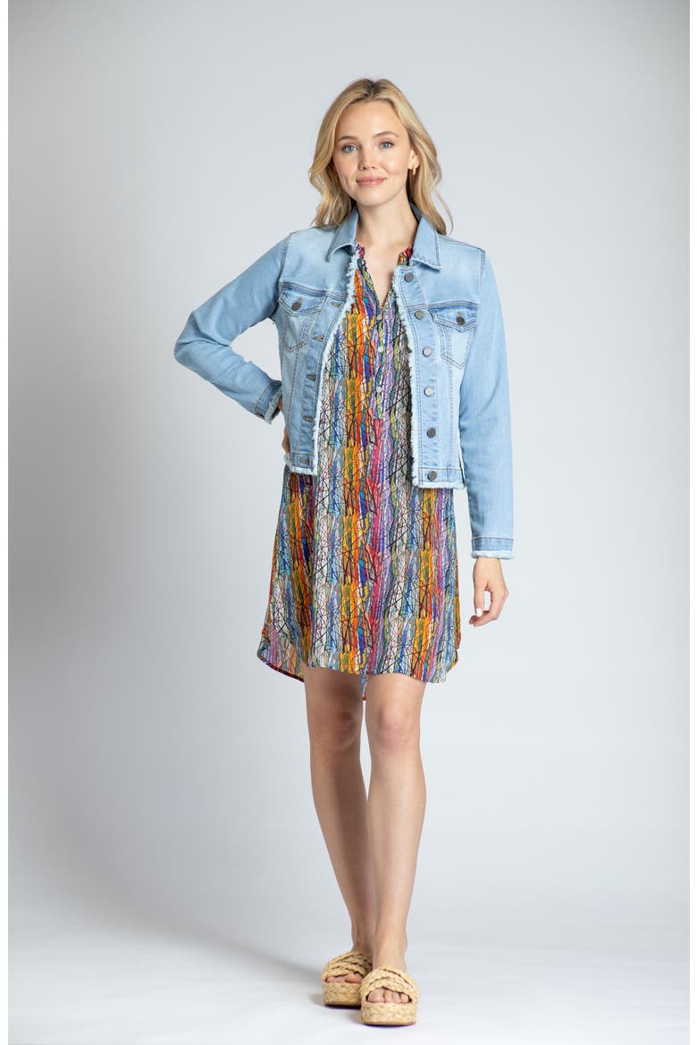 Frayed Denim Jacket, Alternate, color, LIGHT INDIGO
