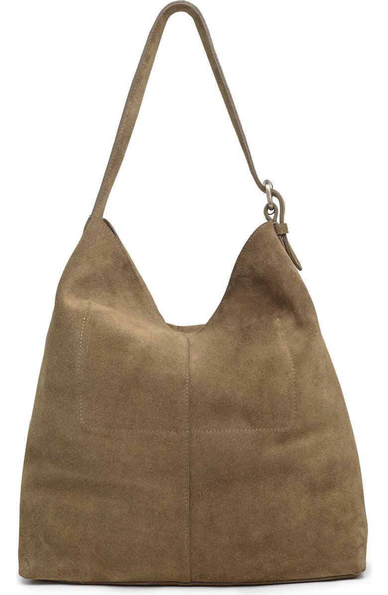 Celtic & Co. Suede Slouchy Shoulder Bag, Main, color, Khaki