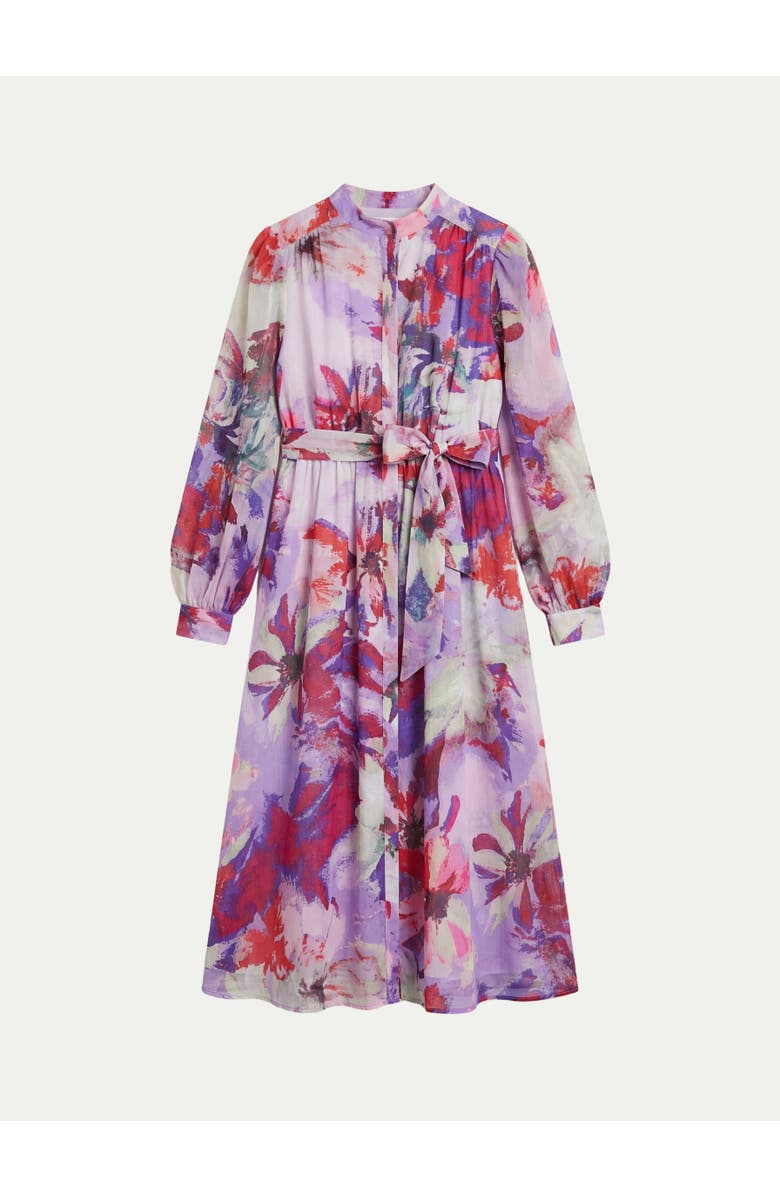 Wallis Floral Print Organza Midi Shirt Dress, Main, color, Pink