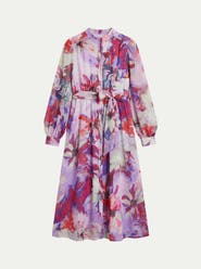Wallis Floral Print Organza Midi Shirt Dress