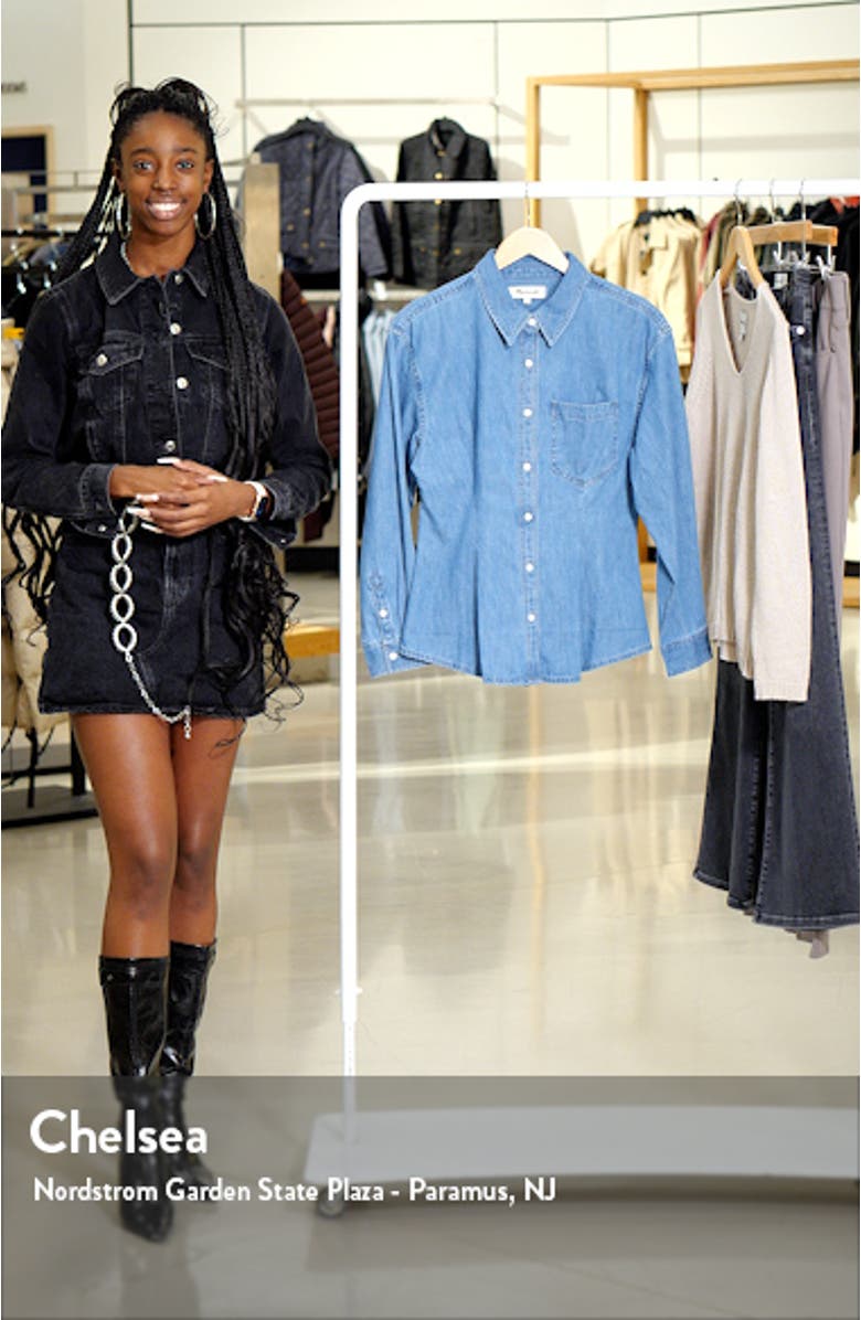Fitted Denim Button-Up Shirt, sales video thumbnail