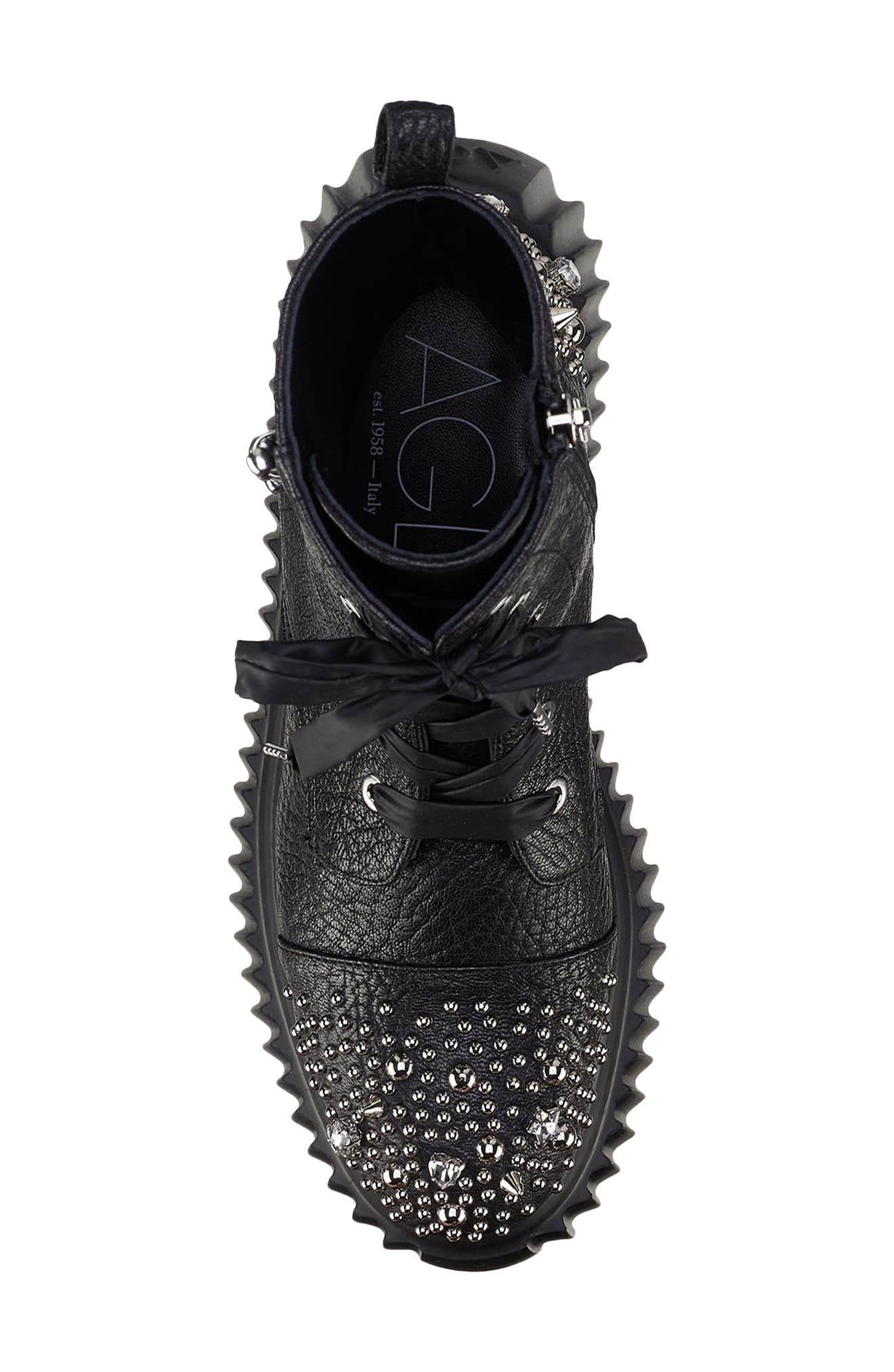AGL Iggy Crystal Wedge Combat Boot, Alternate, color, 