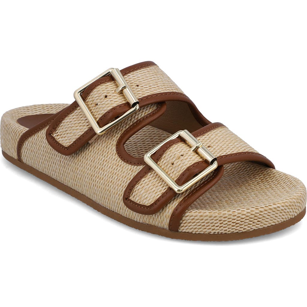 Mia Women's Gazell Double Buckle Slip-on Slide Sandals In Natural/brown