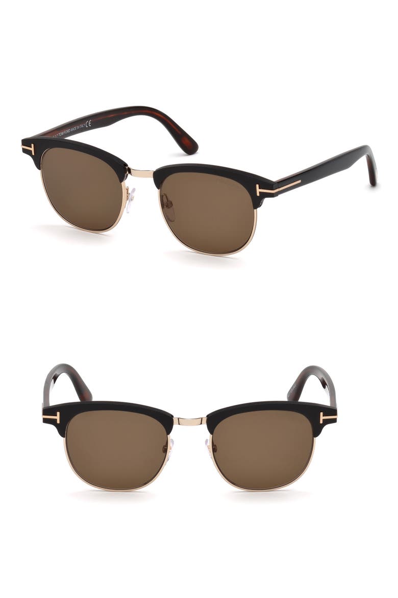 Laurent 51mm Round Retro Sunglasses, Main, color, MATTE BLACK / ROVIEX