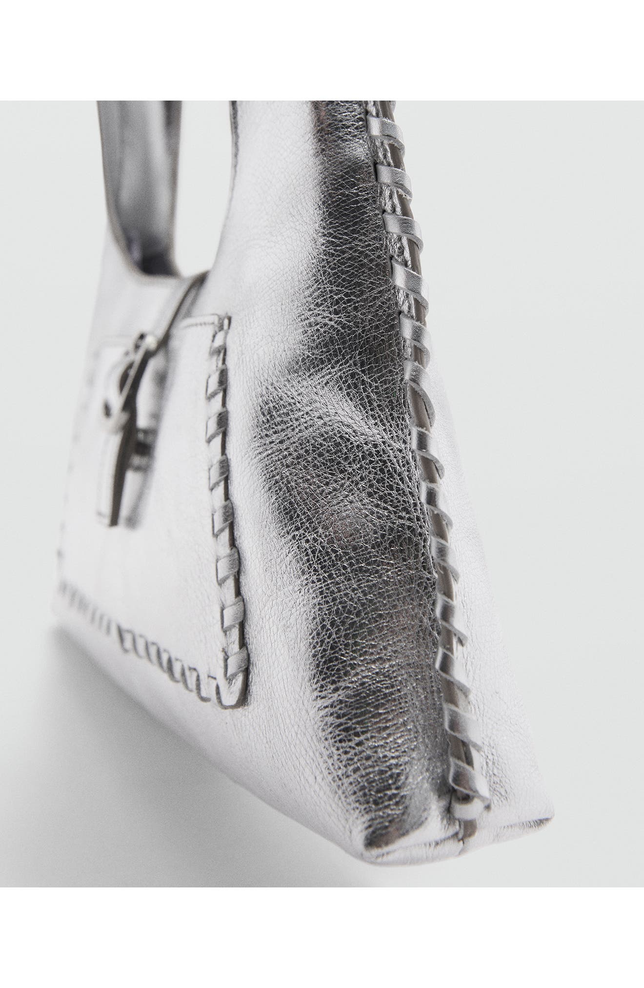 MANGO Metallic Leather Shoulder Bag, Alternate, color, 