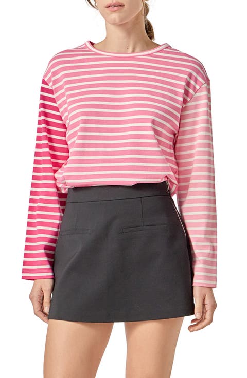 Colorblock Stripe Long Sleeve Cotton T-Shirt