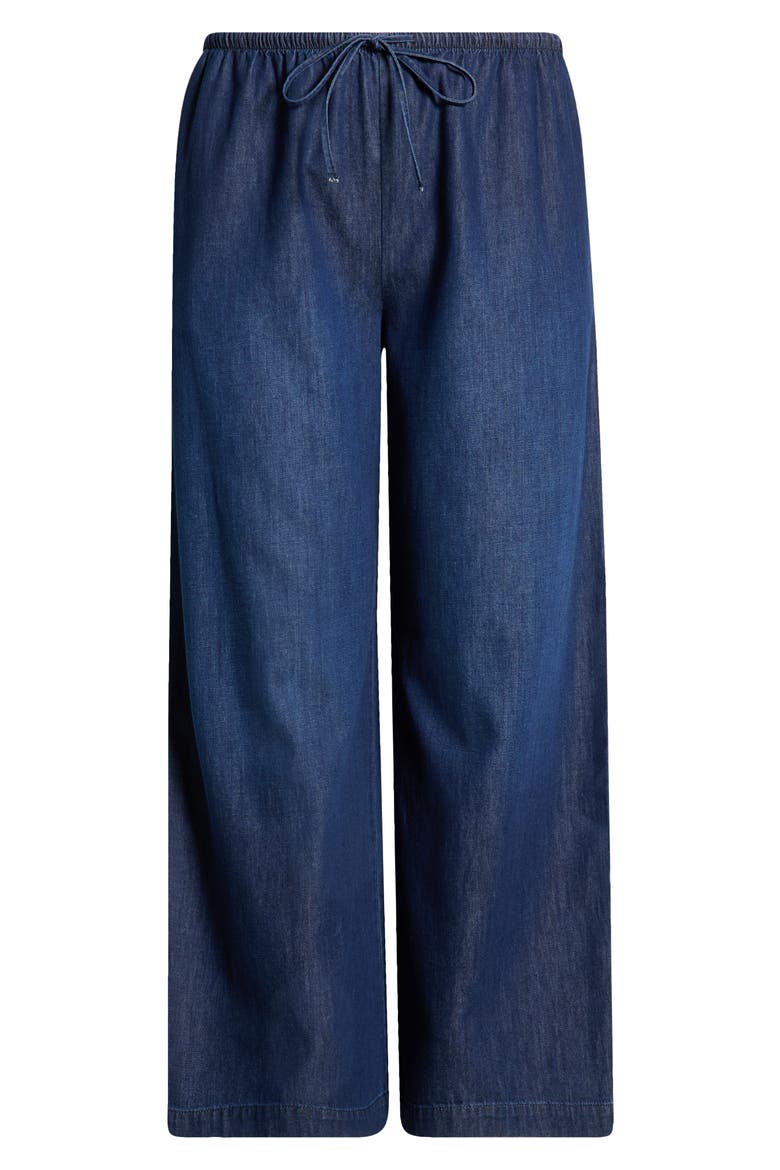 Wide Leg Chambray Pull On Pants, Alternate, color, DARK WASH