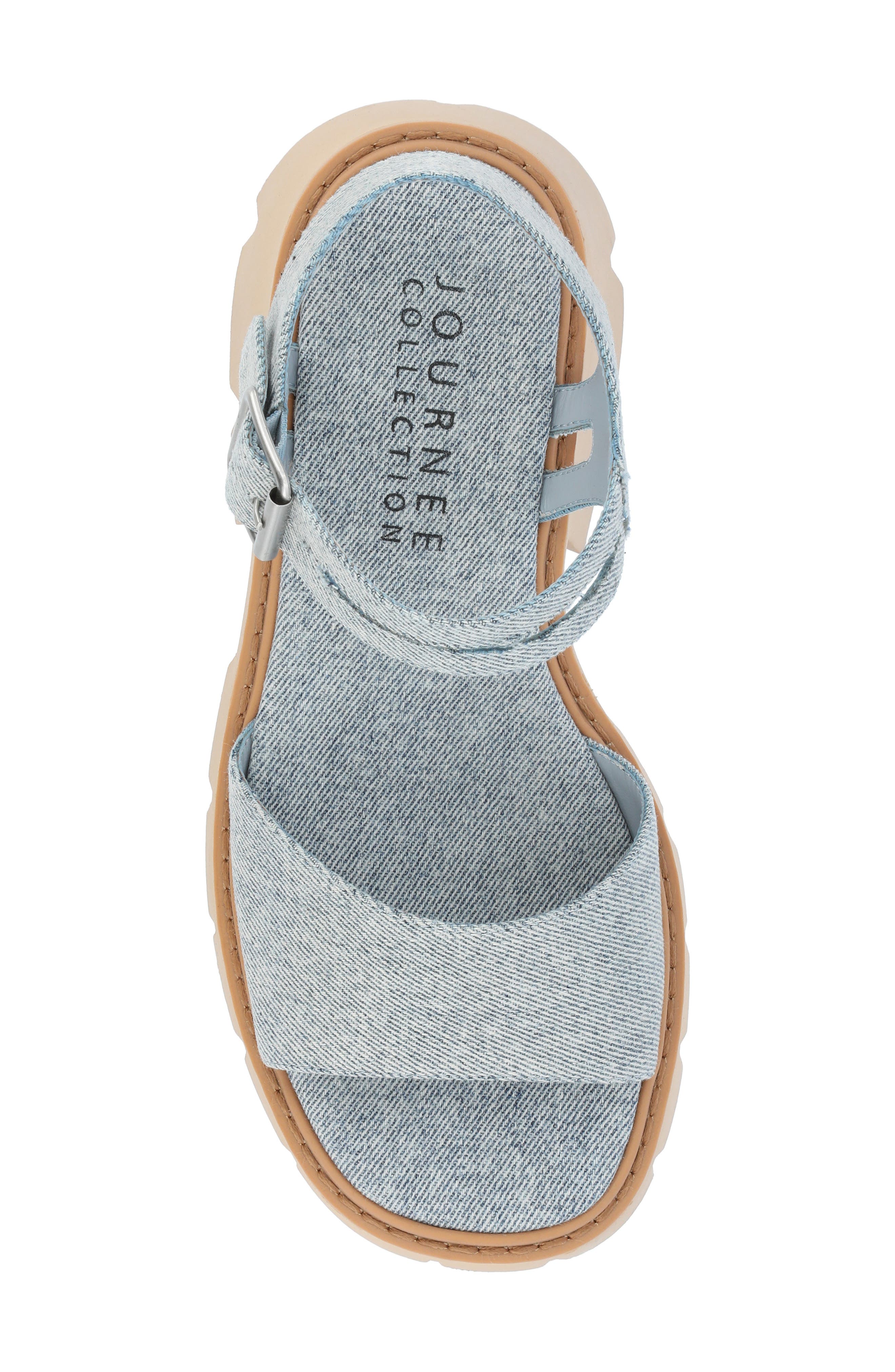 Journee Collection Lug Platform Sandal, Alternate, color, Light Denim