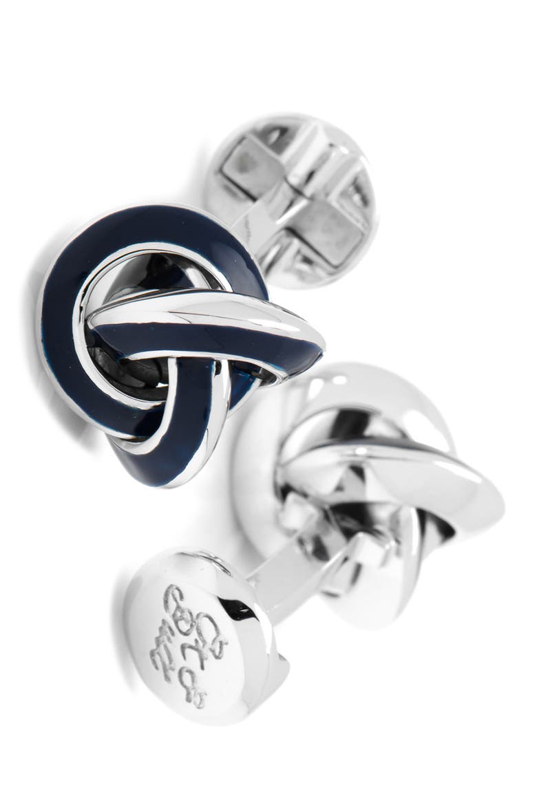 Love Knot Cuff Links, Alternate, color, NAVY