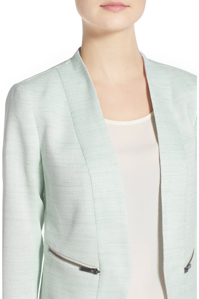 Zip Pocket Open Jacket, Alternate, color, BLUE- WHITE TWEED