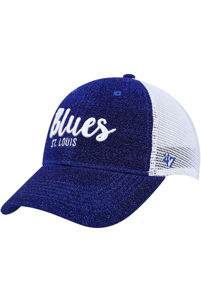 Women's '47 Blue/White St. Louis Blues Encore MVP Trucker Snapback Hat, Main, color, Blue