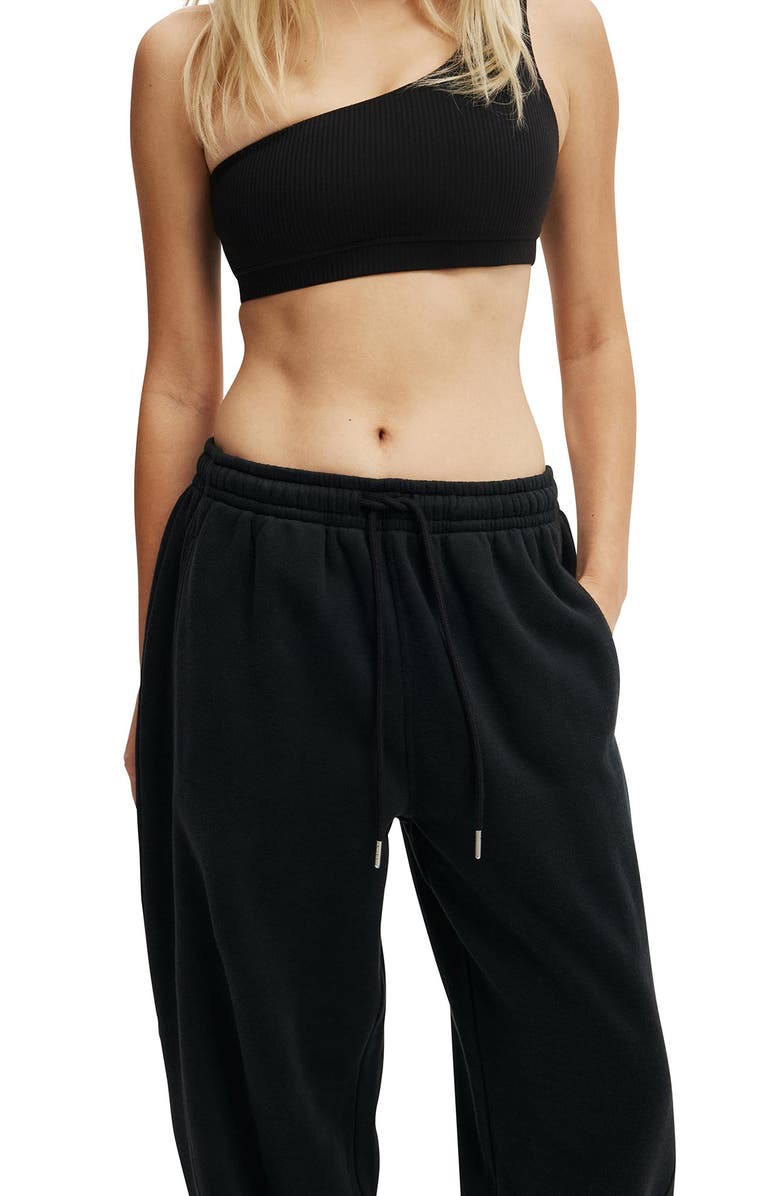 COTTON ON BODY Women's Active Plush Essential Barrel Sweatpant, Alternate, color, Black
