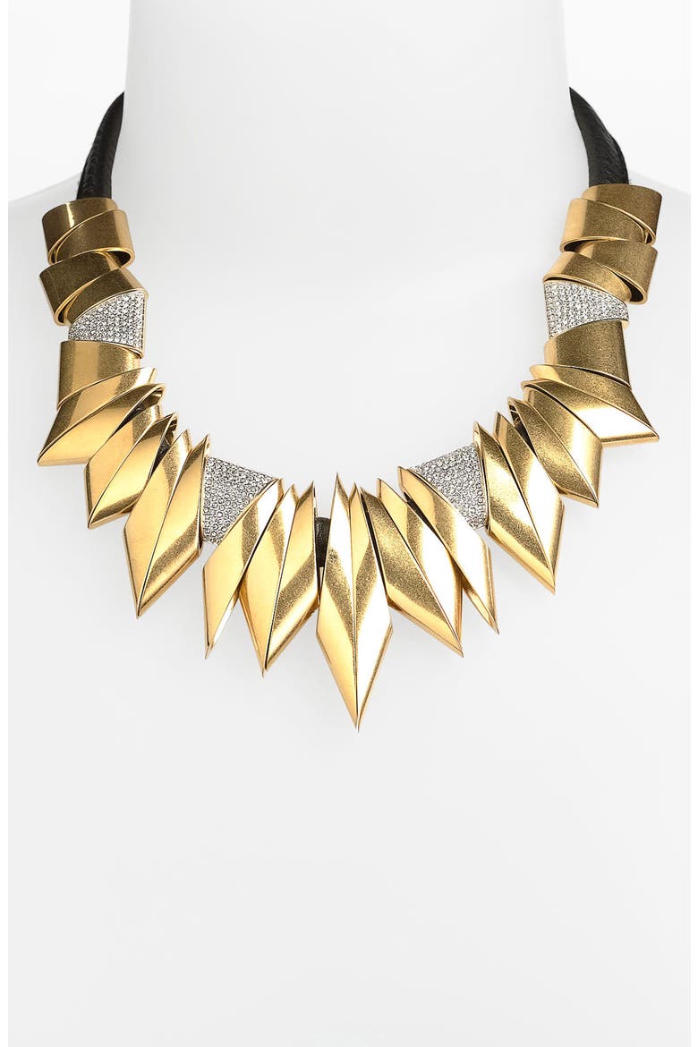 'Heavy Metal' Angular Collar Necklace, Main, color, GOLD/ JET/ CLEAR CRYSTAL